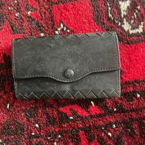 Bottega Vedetta Key Holder Vintage Black Leather Wallet